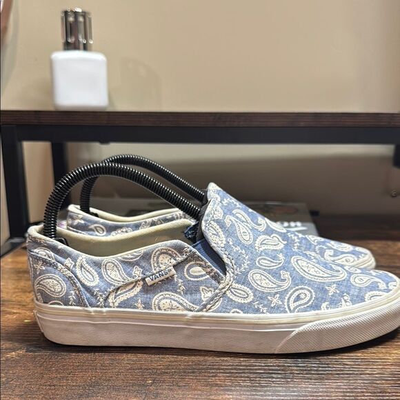 Vans Blue and White Slip one Size 8.5 - Picture 3 of 13